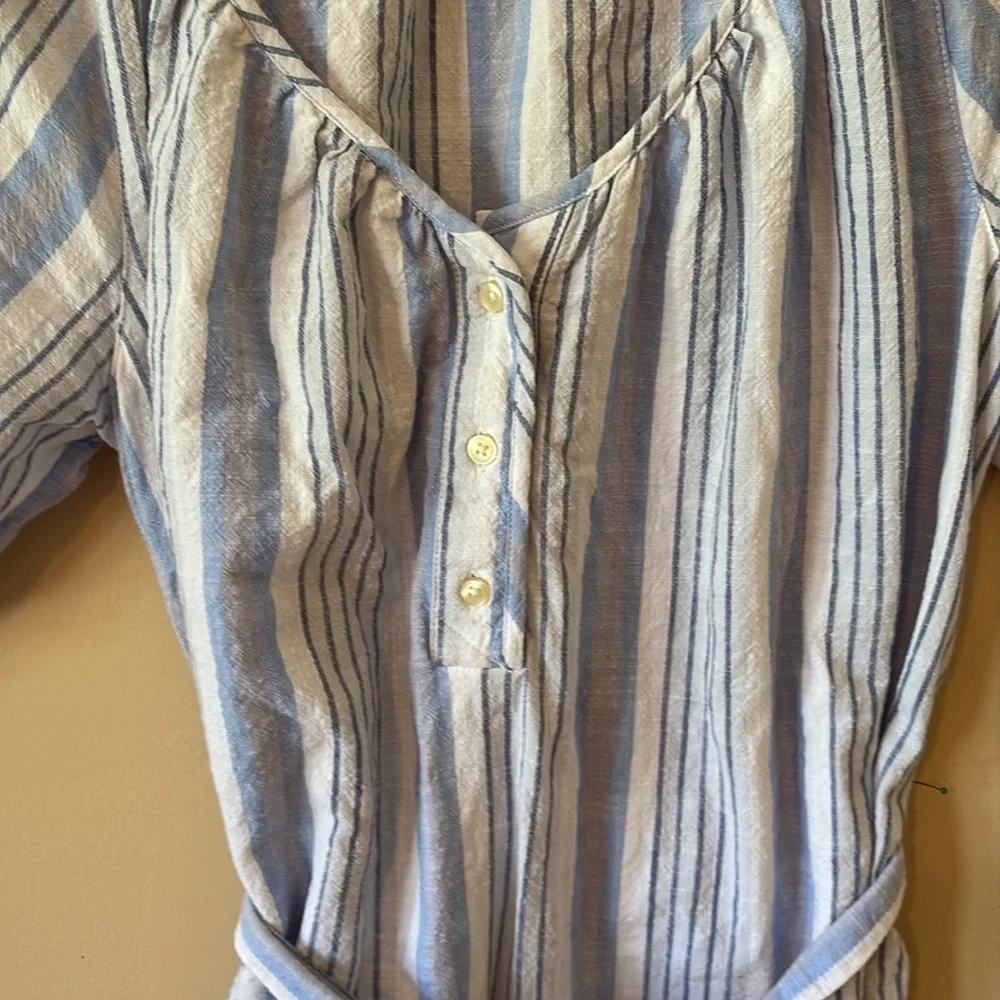 Free Assembly Blue and White Striped Dress with Belt, Size M - Picture 4 of 6